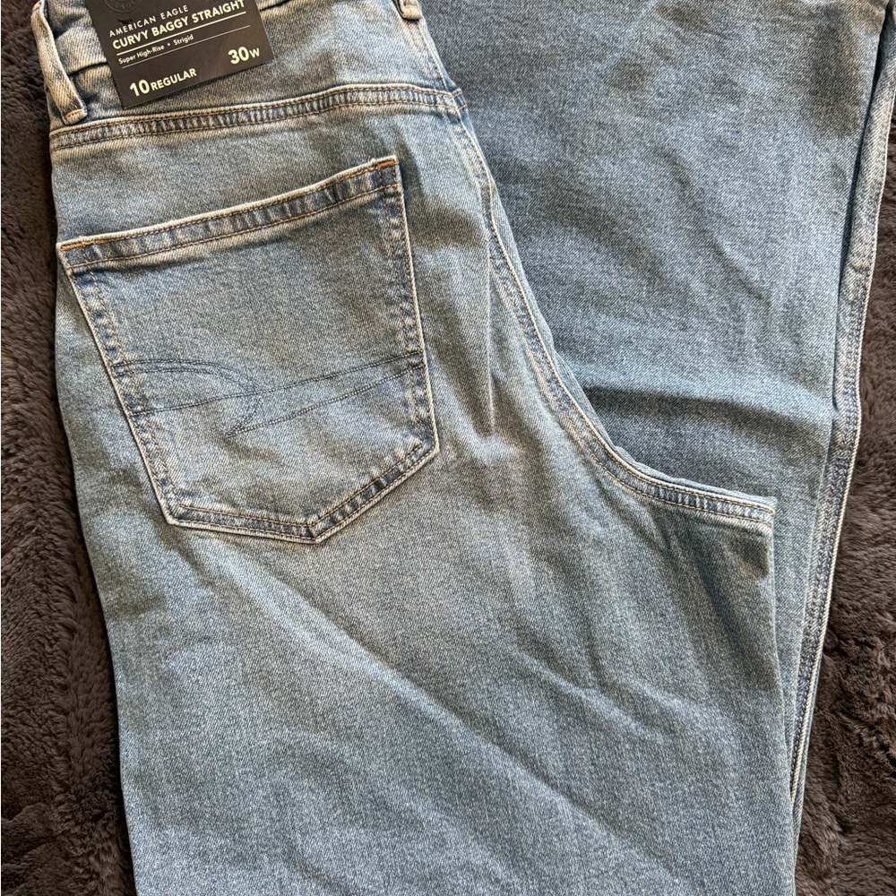 American Eagle Outfitters Women's Blue Straight Leg Jeans
